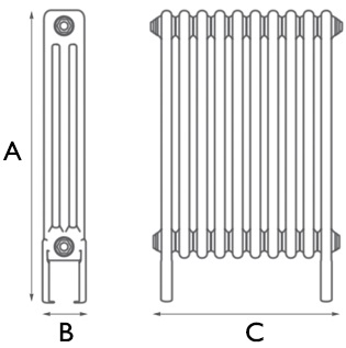 Enderby 3 Column Steel Radiator 710mm 10 Section Spec